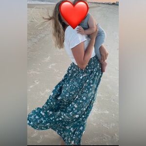 Floral Green Maxi Skirt